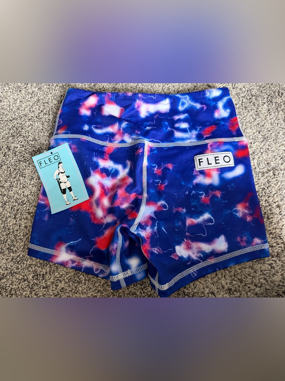 Fleo Shorts Red White and Blue Tie dye XS
